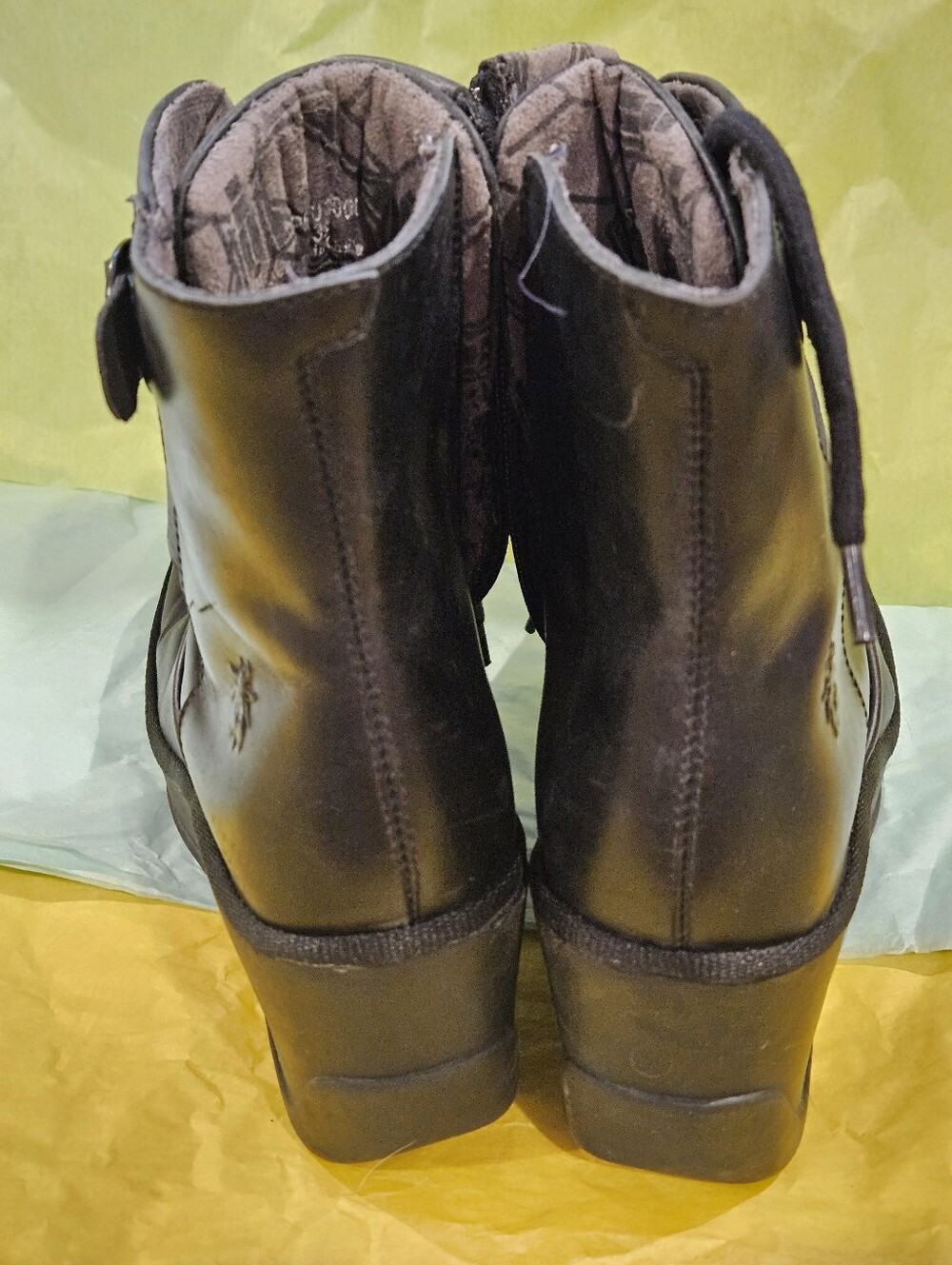 Fly London Women's Black Lace-Up Ankle Boots with Buckle Strap - Picture 5 of 6